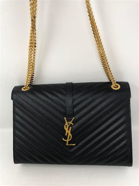 all black ysl bag|ysl black bag gold chain.